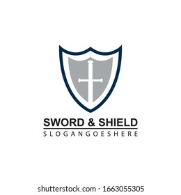 Vector de diseño de plantillas de logotipo Sword y Shield, Emblem, concepto de diseño, símbolo creativo, icono