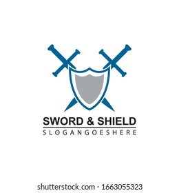 Sword and Shield Logo Template Design Vector, Emblem, Design concept, Creative Symbol, Icon