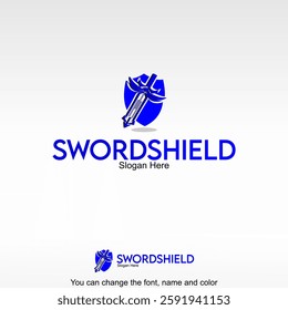 Sword Shield Logo Template Design Vector