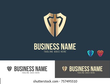 Sword and Shield Logo Template Design Vector