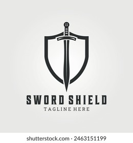 Schwertschild Logo Vektorgrafik Vintage Illustration Design