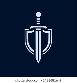 sword and shield minimalist logo