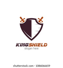 Sword shield protector logo icon design template. Abstract security company vector illustration