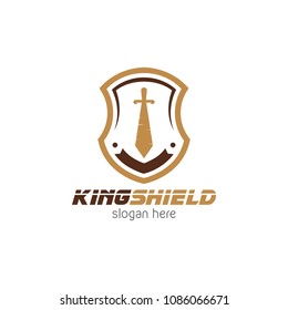 Sword shield protector logo icon design template. Abstract security company vector illustration
