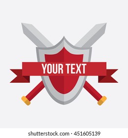 sword and shield with ribbon. vector illustration.