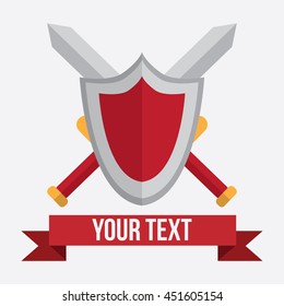 sword and shield with ribbon. vector illustration.
