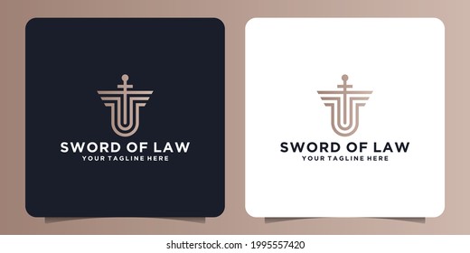 sword and shield safety logo in line style for court,law and courthouse