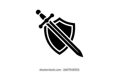 Sword and Shield: A symbolic representation of defense, protection, and strength, featuring a sword resting over a shield. 