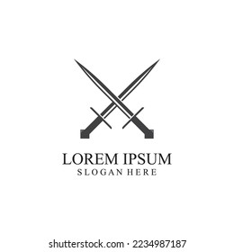 sword and shield vector flat logo design.