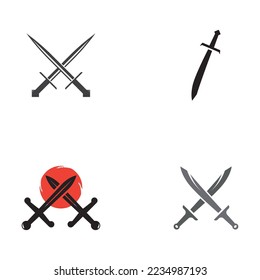 sword and shield vector flat logo design.