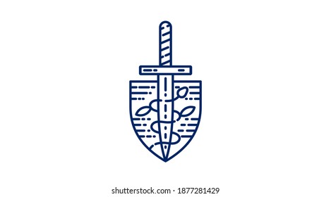 sword shield vector logo. Snak sword, shield vector icon