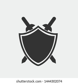 Sword and shield vetor icon illustration sign