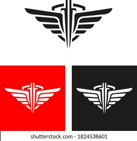 sword shield wing logo design