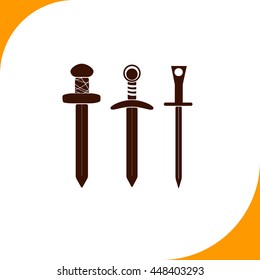 Sword sign. Brown icon on white background