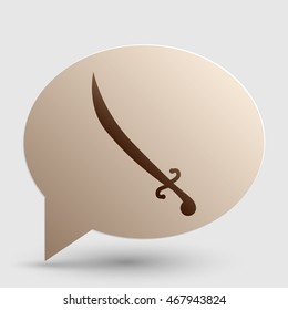 Sword sign illustration. Brown gradient icon on bubble with shadow.