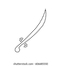Sword sign illustration. Vector. Black dashed icon on white background. Isolated.