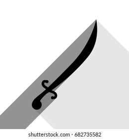 Sword sign illustration. Vector. Black icon with two flat gray shadows on white background.