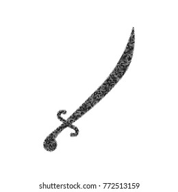 Sword sign illustration. Vector. Black icon from many ovelapping circles with random opacity on white background. Noisy. Isolated.