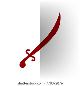 Sword sign illustration. Vector. Bordo icon on white bending paper background.