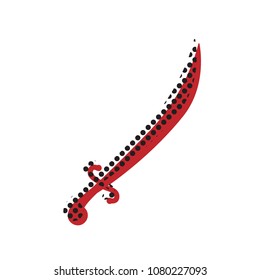 Sword sign illustration. Vector. Brown icon with shifted black circle pattern as duplicate at white background. Isolated.