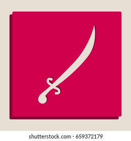Sword sign illustration. Vector. Grayscale version of Popart-style icon.