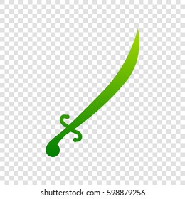 Sword sign illustration. Vector. Green gradient icon on transparent background.