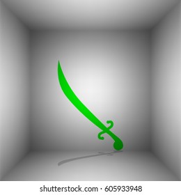 Sword sign illustration. Vector. Green icon with shadow in the room.
