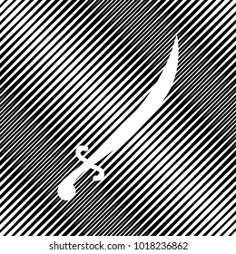 Sword sign illustration. Vector. Icon. Hole in moire background.