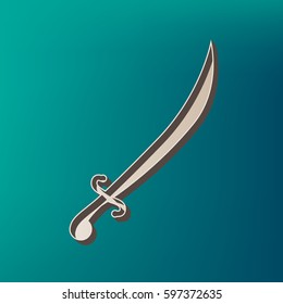 Sword sign illustration. Vector. Icon printed at 3d on sea color background.