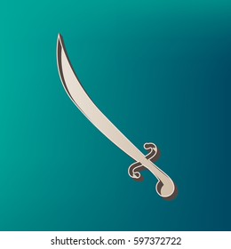 Sword sign illustration. Vector. Icon printed at 3d on sea color background.
