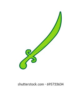 Sword sign illustration. Vector. Lemon scribble icon on white background. Isolated
