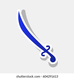 Sword sign illustration. Vector. New year bluish icon with outside stroke and gray shadow on light gray background.