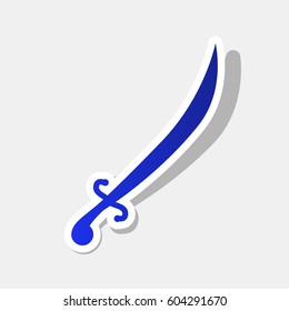 Sword sign illustration. Vector. New year bluish icon with outside stroke and gray shadow on light gray background.