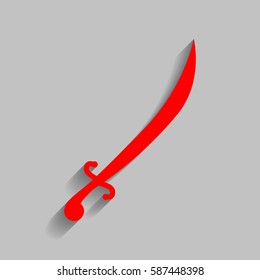 Sword sign illustration. Vector. Red icon with soft shadow on gray background.