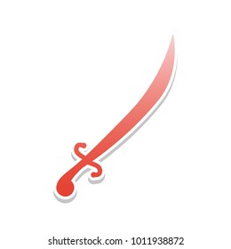 Sword sign illustration. Vector. Reddish icon with white and gray shadow on white background. Isolated.