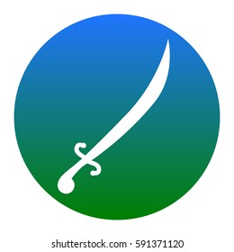 Sword sign illustration. Vector. White icon in bluish circle on white background. Isolated.