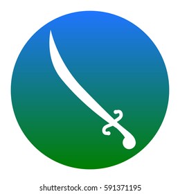 Sword sign illustration. Vector. White icon in bluish circle on white background. Isolated.