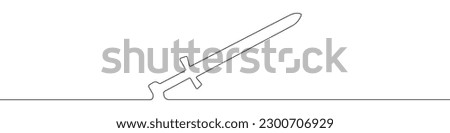 Sword sign line continuous drawing vector. One line Sword vector background. Sword icon. Continuous outline of Sword. Linear Swords design.