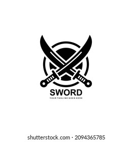 Sword simple flat logo vector illustration