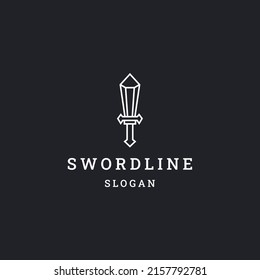 Sword simple line art logo template vector illustration design