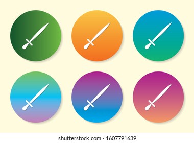 Sword six color gradient icon design.