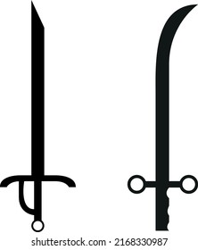 Sword Sizeable Vector Both Straight And Curved Sword