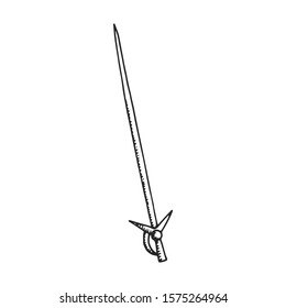 sword sketch isolated on a white background vector