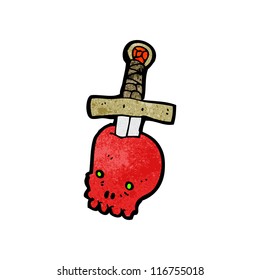 sword in skull cartoon