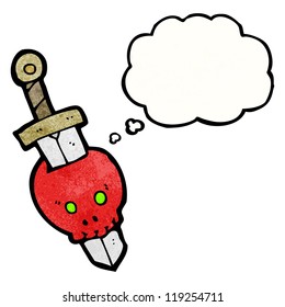 sword in skull cartoon