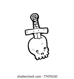 Schwert auf Schädelcartoon