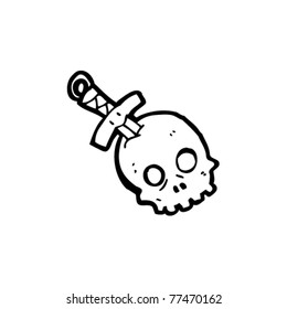 sword in skull cartoon