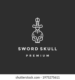 Sword skull logo vector design on black background