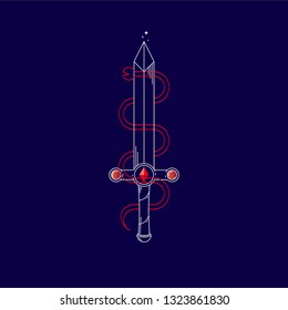 Sword and Snake vector illustration.