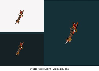 sword with snake vector illustration design